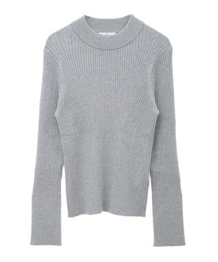 earth music&ecology スリーブ釦ニットプルオーバー Gray Mixture