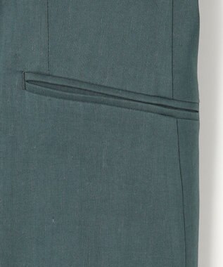 23区 S 【洗える】リネンレーヨンストレッチ ダブル ジャケット ダークグリーン系