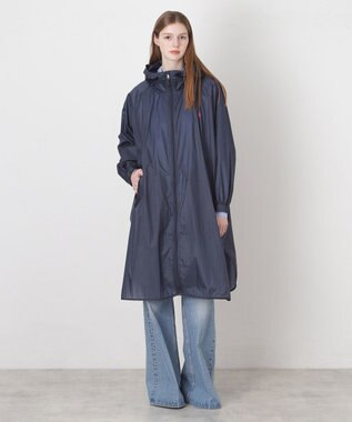 MOONBAT POLO RALPH LAUREN(ポロ ラルフローレン) ポロポニー レインコート ライトウェイト レインポンチョ  無地 フード 収納袋 レディース ネイビーブルー