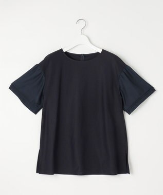 自由区 【WEB限定カラーあり】【UVカット・吸水速乾・洗える】ツイストプレーンラッフルスリーブ カットソー ミッドナイト