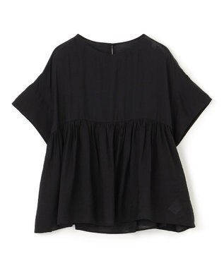 UNFILO ヴィンテージシアー ギャザーペプラムブラウス ブラック