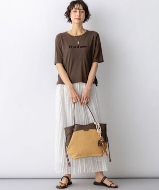 23区 ペーパーライクコンビ トートバッグ (M) ブラウン×ベージュ