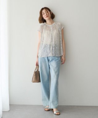 YECCA VECCA シアードット柄ブラウス Off White