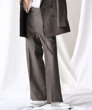 23区 【GOLD LABEL】ウールリネンツイル ワイドパンツ ダークブラウン系