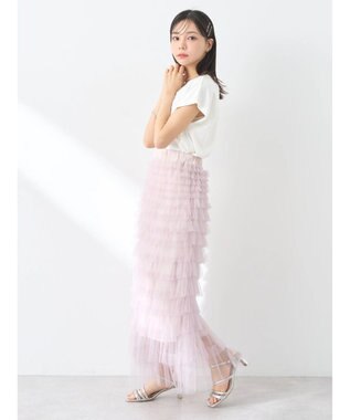 earth music&ecology ティアードフリルチュールスカート Shocking Pink