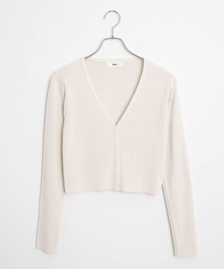 WEGO カラーリブショートカーデ オフホワイト