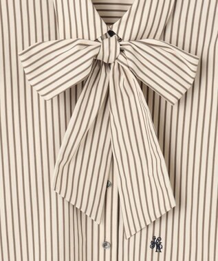 組曲 L 【ボウタイ付き】コンパクトシャーティング ストライプシャツ エクリュストライプ系1