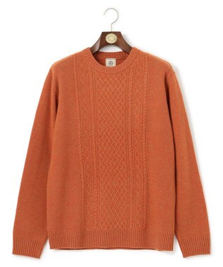 J.PRESS MEN 【Cash Lamb's Wool】ケーブルクルーネック ニット オレンジ系
