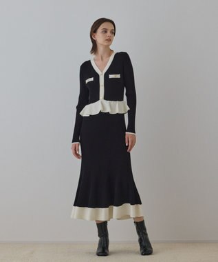 GRACE CONTINENTAL バイカラーニットワンピース ブラック