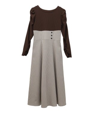 earth music&ecology リブカットソードッキングワンピース Brown