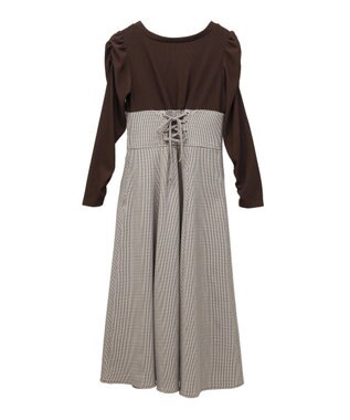 earth music&ecology リブカットソードッキングワンピース Brown