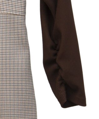 earth music&ecology リブカットソードッキングワンピース Brown