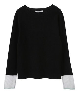 Green Parks アンチピリング袖シアーリブニットプルオーバー Black