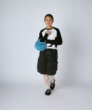 OP／FILA 【Kappa】ショート丈 シルエットロゴ ラグランロンT ホワイト