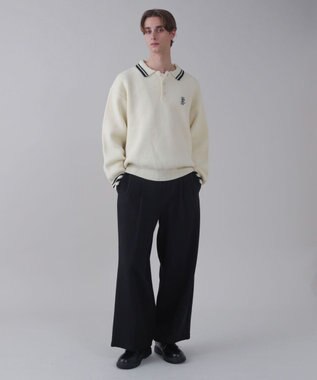 WEGO 【ユニセックス着用ITEM】ワンポイント刺繍ニットポロ ホワイト