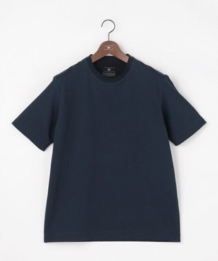 JOSEPH ABBOUD 【オーガニックコットン使用・MADE IN JAPAN】千鳥ジャカード Tシャツ ネイビー系