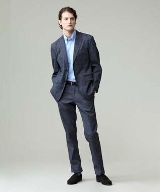 J.PRESS MEN 酷暑の清潔感もこれ一枚で【吸水速乾 / 抗菌防臭 / 防シワ】【J.PRESS OXFORD JERSEY】カノコインレイマイクロストライプ 半袖シャツ / B.D. サックスブルー系1