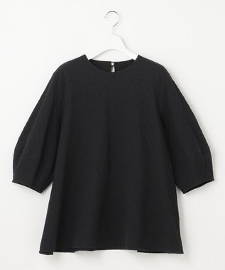 UNFILO 【洗える/シワになりにくい】フクレジャガードブラウス ブラック