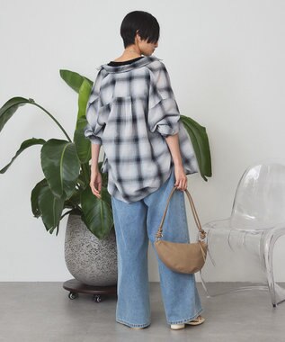 AMERICAN HOLIC 【3WAY】シアーチェックシャツ Black