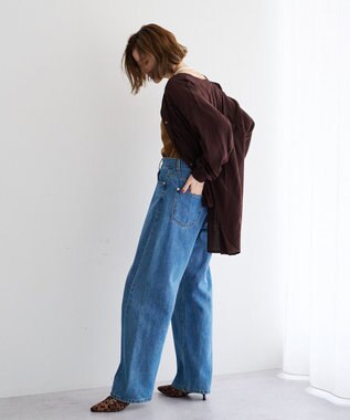 YECCA VECCA ドライタッチシアーバンドカラーシャツ Brown