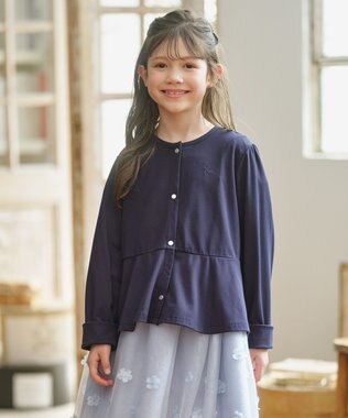 組曲 KIDS 【UVカット・接触冷感】【110-140㎝】サラリとスナップ カーディガン ネイビー