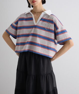 Green Parks エムブレム刺繍ショートボーダーカットソー Gray