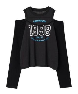 Green Parks ＥＧＯＩＳＴ　肩開きロゴ長袖プルオーバー Black