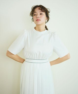 #Newans 〈花乃まりあさんコラボ〉ワイドプリーツワンピース ホワイト