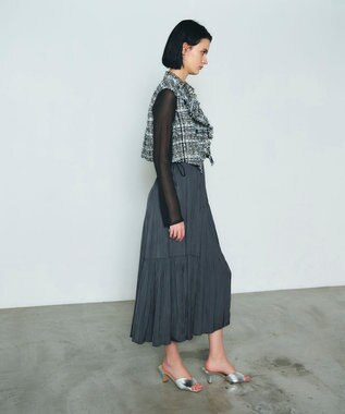 GRACE CONTINENTAL フリンジミニベスト ブラック