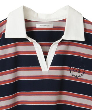 Green Parks エムブレム刺繍ショートボーダーカットソー Navy