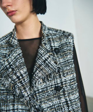 GRACE CONTINENTAL フリンジミニベスト ブラック