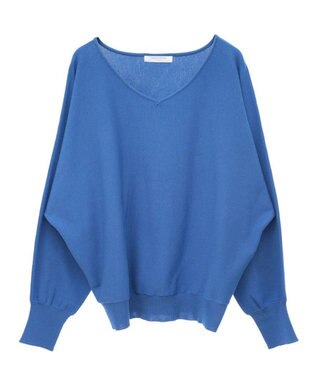 Green Parks 洗える　Ｖネックドルマンニットプルオーバー Blue