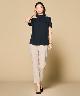 BEIGE， EVA / ハイネックハーフスリーブブラウス Black