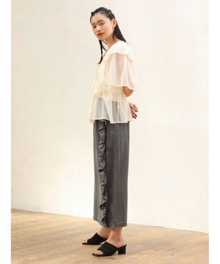 Green Parks ■ＥＳＣＡＲ　ドットチュールフレアヨークプルオーバー Ivory