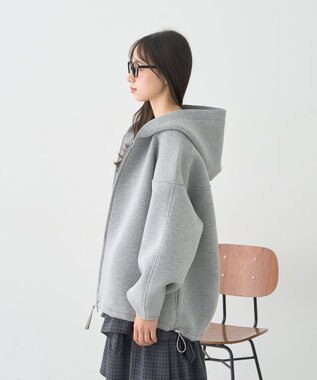 earth music&ecology 【軽量】ダンボールニットフーディーブルゾン Gray Mixture