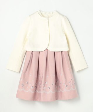 組曲 KIDS 【110-140㎝】 フラワーアーチワンピース＆ボレロジャケットセット ピンク