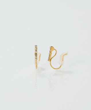 Phoebe 【痛くないシリーズ/金属アレルギー対応】ストレートビジューライトフィットイヤリング ゴールド