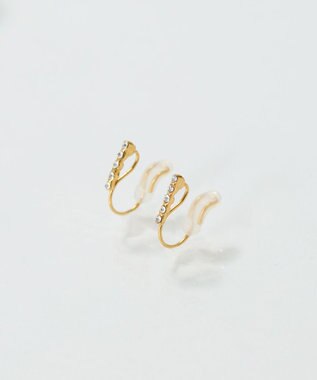 Phoebe 【痛くないシリーズ/金属アレルギー対応】ストレートビジューライトフィットイヤリング ゴールド