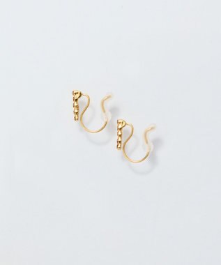 Phoebe 【痛くないシリーズ/金属アレルギー対応】ストレートビジューライトフィットイヤリング ゴールド