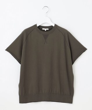 自由区 【洗える】コットンループバックスウェット ニット ダークカーキ