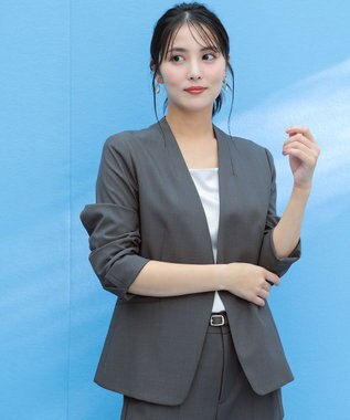 ANY SIS L 【WEB・一部店舗限定】ウーステッドエステル カラーレスジャケット
