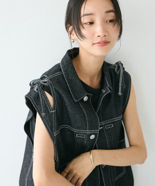 CRAFT STANDARD BOUTIQUE デニムリボンベスト Black