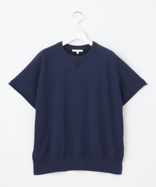 自由区 【洗える】コットンループバックスウェット ニット インディゴブルー
