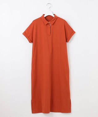J.PRESS LADIES 【WEB限定カラーあり・洗える】コンパクトコットンスムース ポロワンピース オレンジ系