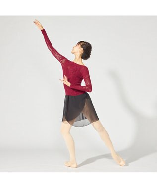 Chacott 【ノーソーイングニット】シアーローズニットトップ ワインレッド