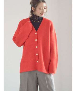 Te chichi 起毛ミドルVネックカーディガン オレンジ