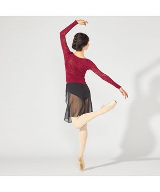 Chacott 【ノーソーイングニット】シアーローズニットトップ ワインレッド