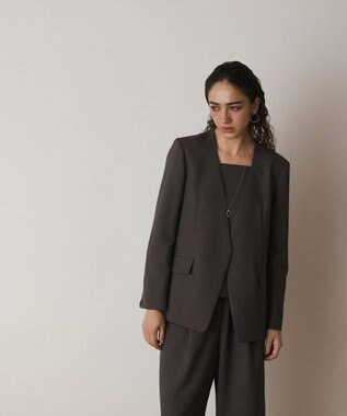 GRACE CONTINENTAL バックシャンノーカラージャケット チャコール