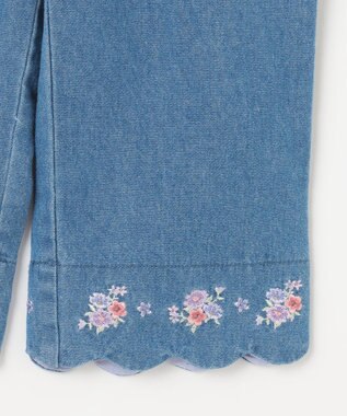 ANY KIDS スカラップ×刺繍デニムパンツ ブルー