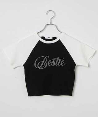 WEGO ラインストーンラグランちびT ブラックその他